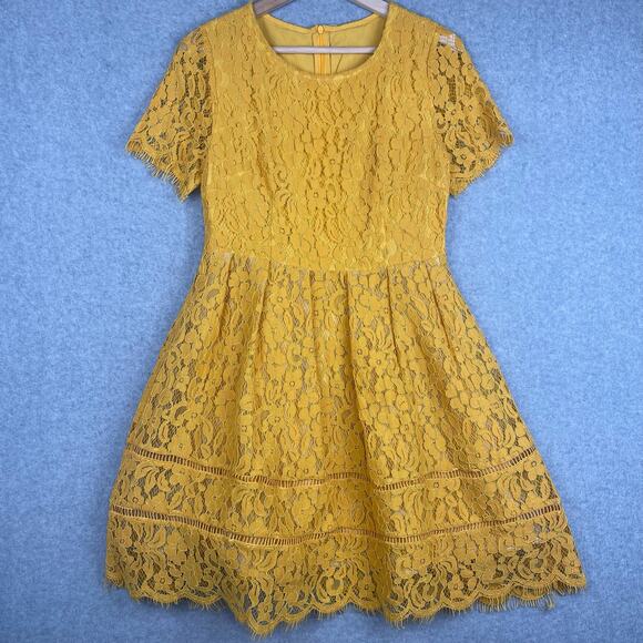 L4004 Unbranded Short Sleeve Flare Lace dress Size Large - Picture 1 of 9
